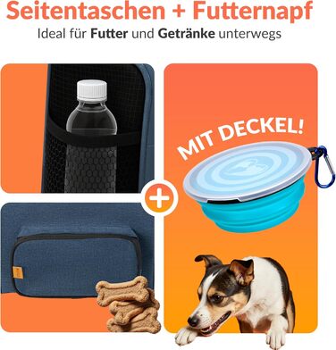 Транспортна переноска для котів до 20 кг, складна, з сонце- та водонепроникним дахом, плечовим ременем та мискою, дихаюча, комфортна, з обертовим подушкою, переноска для котів/собак, авто (блакитна)