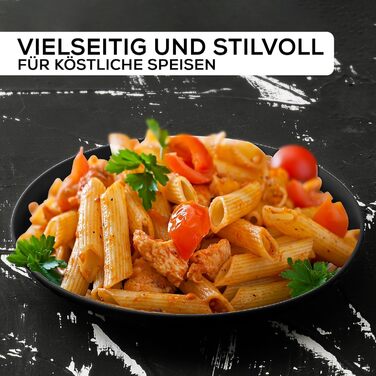 MIAMIO Набір посуду з 24 предметів з кераміки (тафельський сервіз) для 6 осіб, чорний колір, Palmanova Collection. Підходить для миття в посудомийній машині та використання в мікрохвильовці.