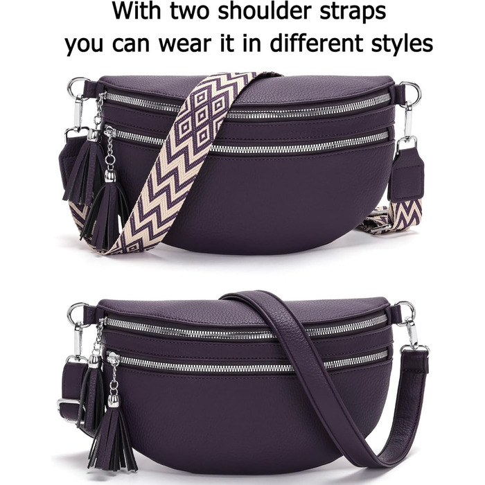 Сумка на пояс жіноча бежева, кросбоді, середнього розміру з відділенням для карт та 2 ремінцями - Lila