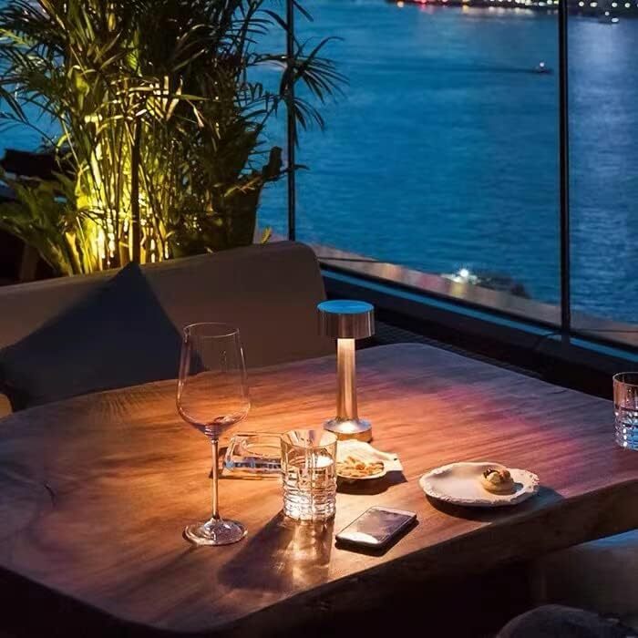 Світлодіодна настільна лампа бездротова з акумулятором, димується, нічна лампа, лампа на стіл для вітальні, спальні, 3 кольори світла, срібляста