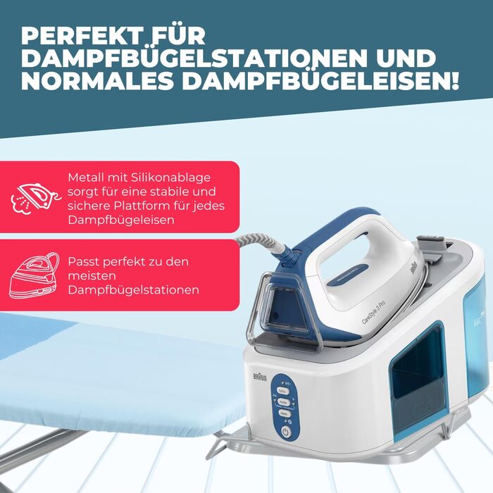 Ironing Board for Steam Ironing Station - Large XXL Stable Ironing Table Wide Ironing Boards - 130x50 cm