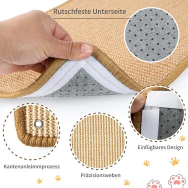 Килимок для дряпання котів JanYoo Sisal, захист від подряпин для меблів, 60x25 см (2 шт.) (60x40 см, 2 шт., 3-бежевий)