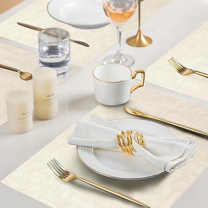 SUEH DESIGN Leather Placemats - Set of 6 Placemats, Washable, Leather-Look, Heat-Resistant PU Faux Leather Placemats for Home, Kitchen, Dining Table, 43cm x 31cm