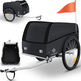 KESSER® Cargo Trailer with High Hitch - 120 Liter Capacity, Folding Design, Weather Cover - Bike Trailer for Transport
