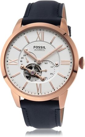 Годинник Fossil Townsman для чоловіків: механічний автомата з нержавіючої сталі або шкіряним ремінцем (44 мм, білий)
