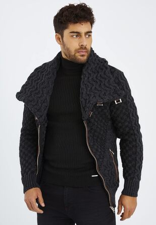 Чоловічий кардиган Leif Nelson з блискавкою, Regular Fit, антрацит/чорний, 3XL