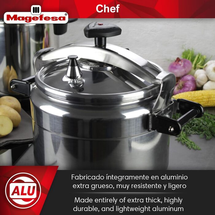 Скороварка MAGEFESA Chef 15 л, алюміній/нержавійка, 33 см, срібляста