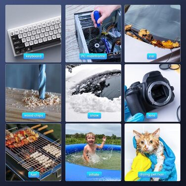 Електричний пилосос для повітряного видування, 3 швидкості, 160000 об/хв, для чищення ПК, електроніки, диванів, авто, офісної техніки (Чорний)