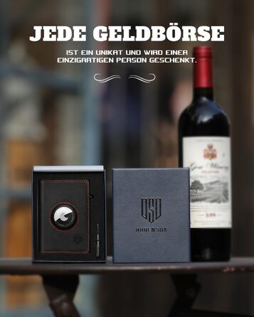 Портмоне Dodenša MagSnap для чоловіків з RFID захистом, відділенням для AirTag, картхолдером та відділенням для монет (Чорний/Червоний)