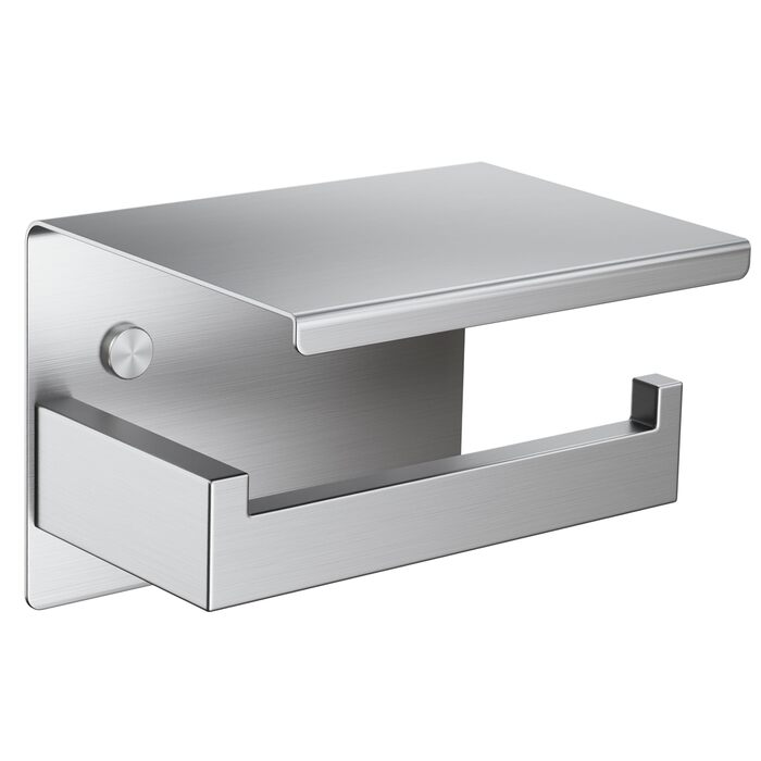 Тримач для туалетного паперу Aikzik без свердління, stainless steel, з 2 клейкими гачками, для ванної кімнати, чорний/сріблястий