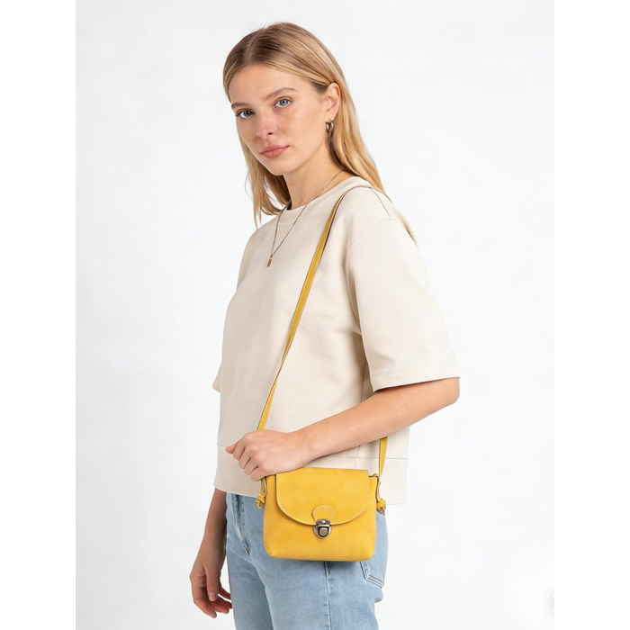 Жовта сумка через плече жіноча Kleine Umhängetasche з замком, екошкіра, компактна кросбоді для дівчаток та жінок