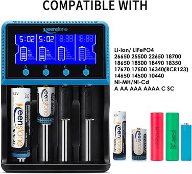 Зарядний пристрій Universal для акумуляторів 18650, LCD Smart, 4 слоти, Ni-MH/Ni-Cd AA/AAA, Li-Ion/LiFePO4/IMR 10440-26650