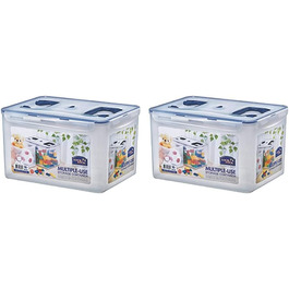 LocknLock PP CLASSIC Storage Box with Lid and Handles | 361 x 274 x 212 mm | 100% Airtight | Semi-transparent Storage Container | Storage Container with Lid for Household Items (16 L (Pack of 2))