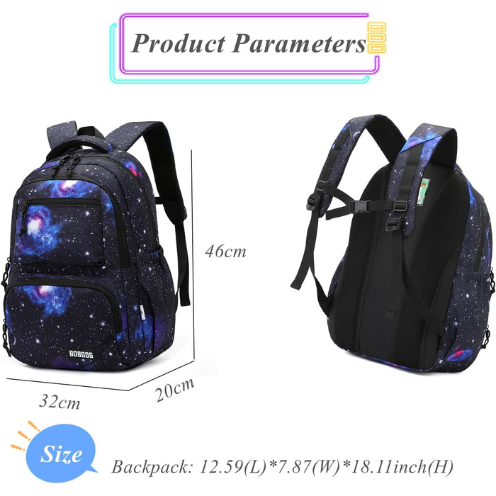 Шкільний рюкзак для хлопчиків Galaxy Print A-блакитний