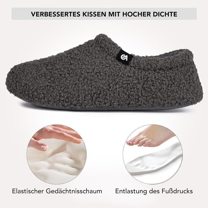 В'язані домашні тапочки VeraCosy з піною-пам'яттю та флісовою підкладкою (36/37 EU, Темно-сірий)