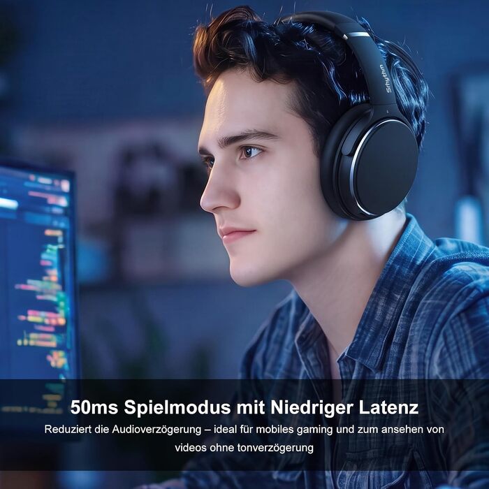 Бездротові навушники з активним шумозаглушенням Srhythm NC25, Bluetooth, Hi-Fi звук, глибокий бас, NFC, вбудований мікрофон, чорні