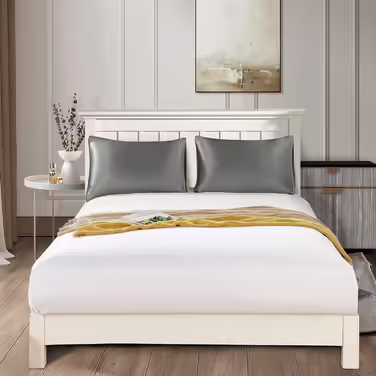 Silk 22 Momme Silk Pillowcase Set of 2, 100% Mulberry Silk Pillowcase for Hair and Skin with Envelope Closure, Soft and Smooth Silk Pillowcase, 50 x 90 cm Grey