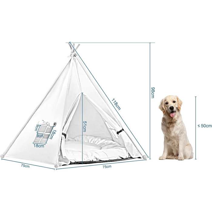 Тент-кімната для домашніх тварин EUGAD з подушкою: ідеальне місце для собак, котів, кроликів та інших тварин. Розмір: 75x75x98 см. Зручний, знімний, миючий.