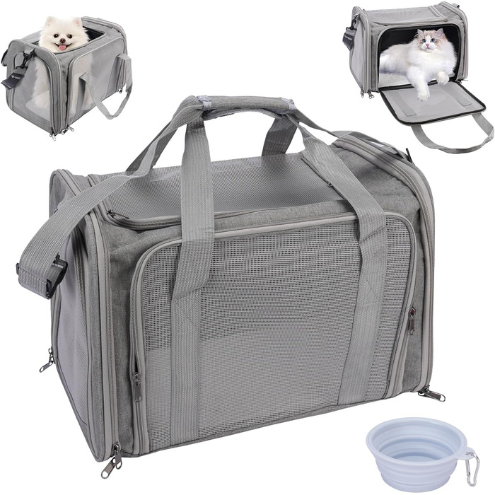 Транспортна сумка для кота/собаки, переносний рюкзак для тварин, сіра, до 6 кг