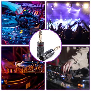 Бананові конектори Vegena (20 шт.) з 24K покриттям, 4 мм, для акустичних кабелів, підсилювачів, AV-ресиверів, домашнього кінотеатру