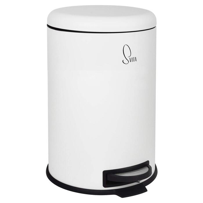 Сміттєве відро SVITA T20 з нержавіючої сталі, 20 літрів, з педаллю, для кухні (біле)