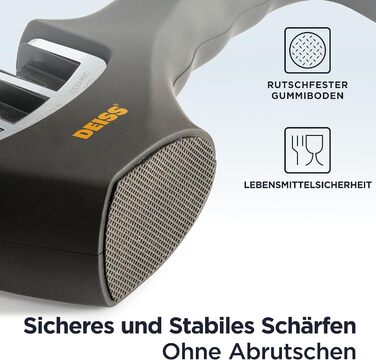 Deiss PRO Точилка для ножів 3-ступенева - професійна для кухонних, мисливських та керамічних ножів. Відновлює та полірує леза