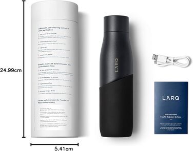 LARQ Movement PureVis 950ml – UV Self-Cleaning Stainless Steel Bottle with Silicone Sleeve | Lightweight, Impact-Resistant, Keeps Water Cool | Fitness, Running & Outdoor Activities, Black/Onyx