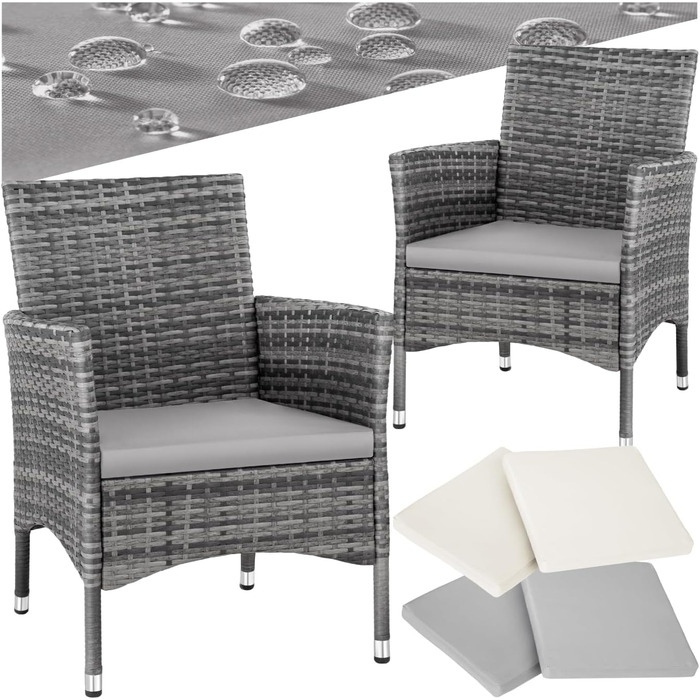 Tectake 2-Piece Poly Rattan Garden Chair Set