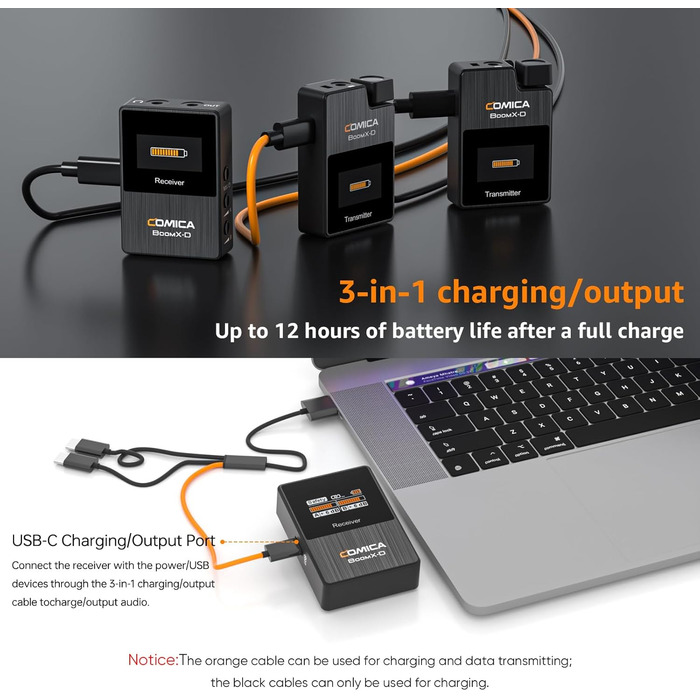 COMICA BoomX-D2: Бездротовий мікрофон для смартфона та ноутбука, USB-C, для блогінгу, подкастів, YouTube