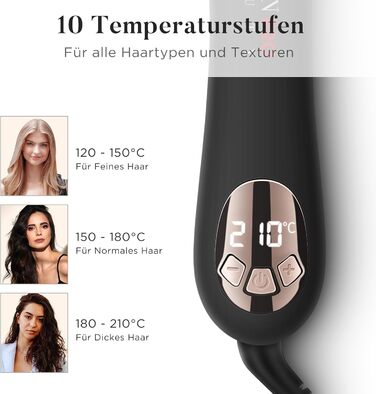 Автоматичний локон PARWIN PRO BEAUTY 25 мм з нано-титановим покриттям, LCD дисплеєм, 120-210°C