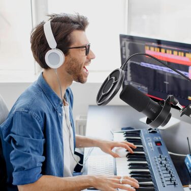 FIFINE K688 Тримач для мікрофона на підставці – кріплення для мікрофона з гнучким регулюванням, сумісний з FIFINE XLR/USB мікрофонами, з кабелеутримувачами, для запису звуку