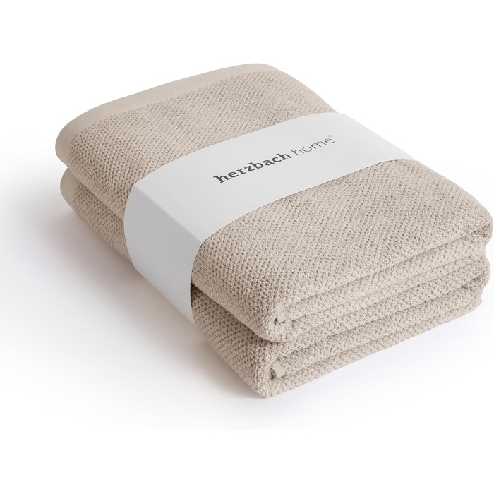 Набір махрових рушників для душу herzbach home Spa Kollektion, 100% бавовна, 2 шт. (70x140 см), піщано-сірий