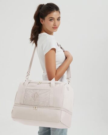 Спортивна сумка Wandf для ручної поклажі в літак (45x36x20 см) з відділенням для взуття та мокрих речей, бежева