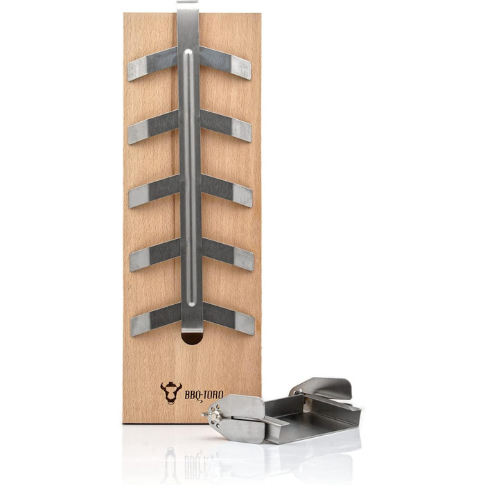Дошка для гриля та копчення лосося та риби BBQ-Toro з тримачем, бук