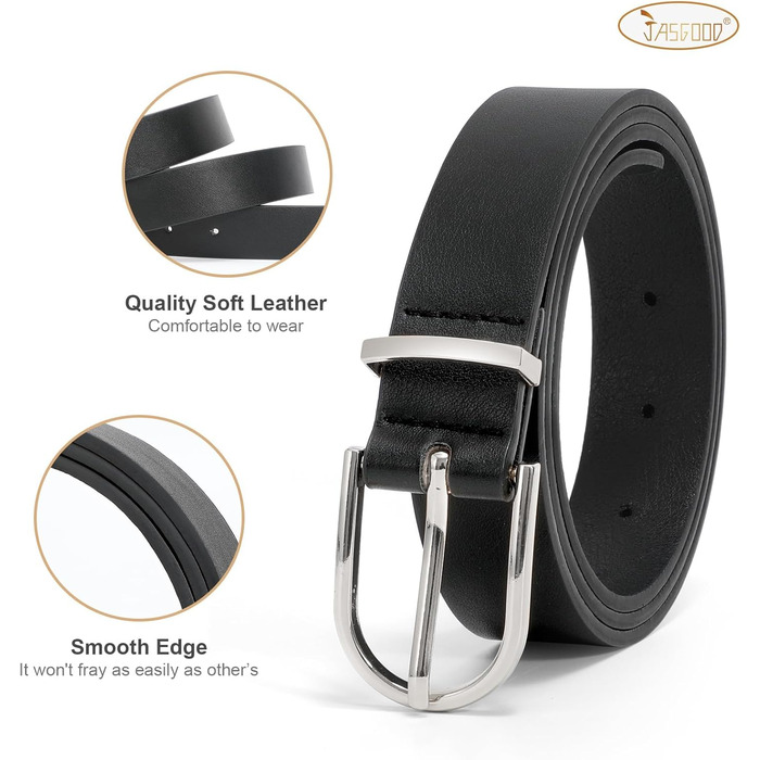 Жіночий шкіряний ремінь JasGood для джинсів, штанів, суконь з золотою пряжкою, чорний+коричневий+бежевий (срібна пряжка), розмір регулюється 66-82 см