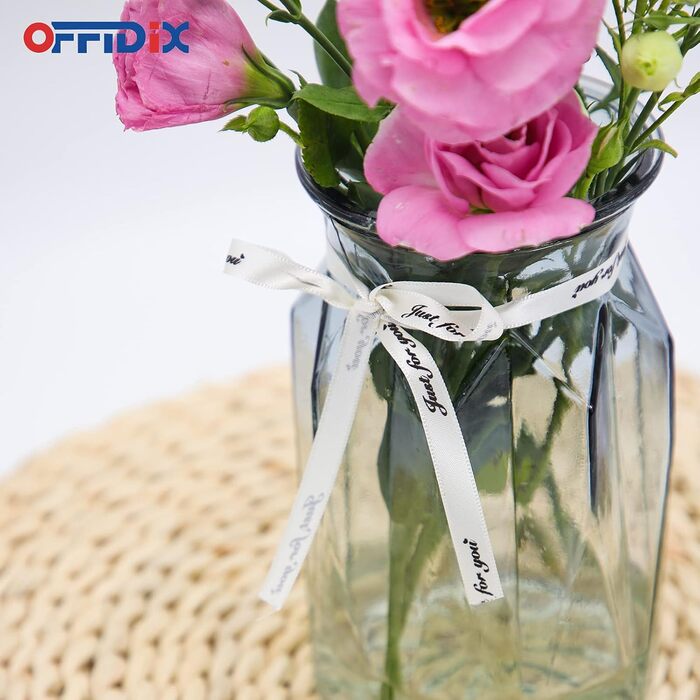 Скляна ваза OFFIDIX з градієнтом кольорів, багатоколірна, геометричний дизайн, для квітів, декору, весіль, свят, офісу або дому (прозора сіра)