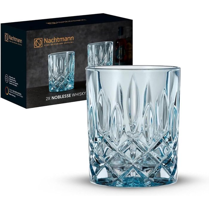Набір склянок для віскі Nachtmann Noblesse, 2 шт, 295 мл, блакитний, з кришталевого скла, 104239