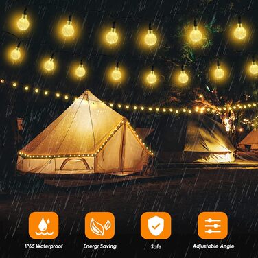 Сонячна гірлянда для вулиці, 60 LED, 13.2м, 8 режимів, IP65, тепле світло. Декорація для балкона, тераси, саду, ялинки.