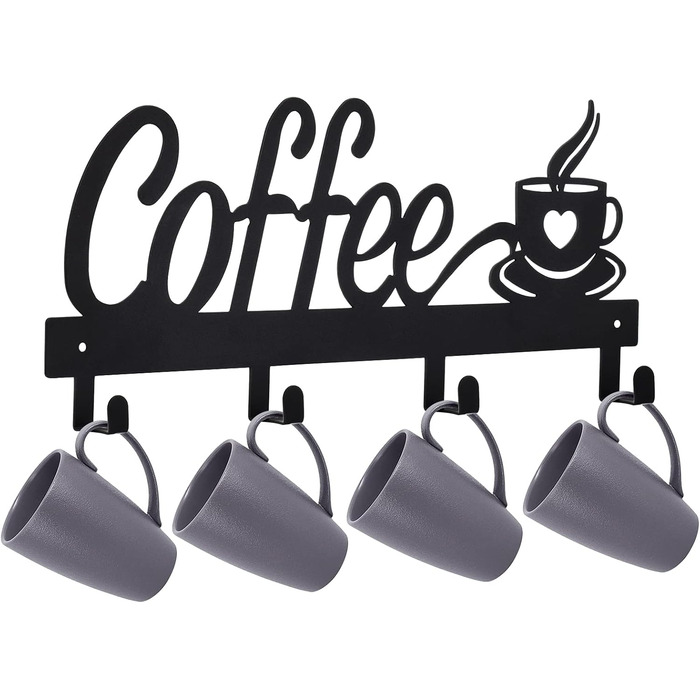 CUKE2BEET Wall-Mounted Coffee Cup Holder – Cup Organizer for Coffee Bar, Kitchen Utensils