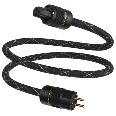 Hi-Fi мережевий кабель Tertullus OFC з роз'ємами Schuko та C15 для сабвуфера, підсилювача та AV-ресивера, 1.5м