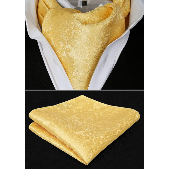 Комплект краватка-хустинка Alizeal Paisley (Золотий) для чоловіків