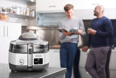 De'Longhi MultiFry Extra Chef Plus FH1396 Air Fryer, Multicooker with 1.7 kg Capacity, 8 Cooking Programs, Convection System with 2 Heating Elements, Grill Function, Recipe App, 2300 Watts, White 8 Programs