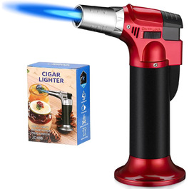 Фламбер (кухонний пальник) Royouzi з блокуванням безпеки, регульований, наповнюваний. Підходить для крем-брюле, грилю, приготування їжі, кемпінгу (червоний)