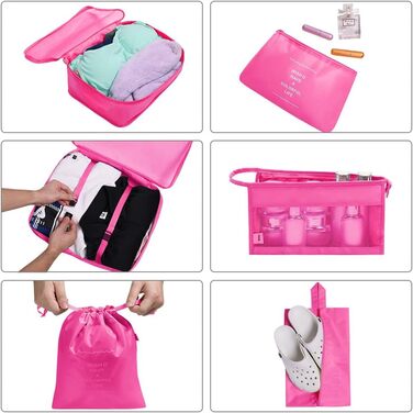 Органайзер для валізи A-rose Rot 9шт: Набір з 9 штук, Packing Cubes, водонепроникні сумки для одягу, косметичка, кишеня для USB кабелів (Бежевий)