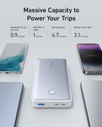 Powerbank Anker 537 PowerCore 24K: 24000mAh, 65W, для ноутбуків та мобільних пристроїв