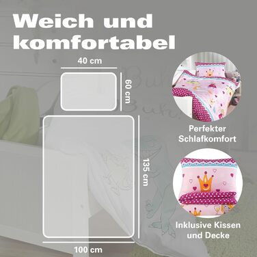 Набір постільної білизни BaSaTex для дітей | 100x135 см + 40x60 см | 100% поліестер мікрофібра | Застібка-блискавка | Милі сни - овечки та хмаринки | сірий/білий | BaSaTex