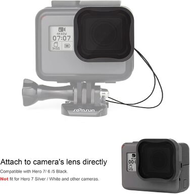 Фільтри для GoPro Hero 7 6 5: Набір SOONSUN (ND8, ND16, ND32, CPL, червоний, маджента) - 6 шт.