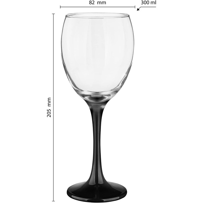 Набір келихів KROSNO Glasmark 1992: 6 шт., 300 мл, для вина, десерту, коктейлів, води. Чорний стілець, безпечні для миття в посудомийній машині