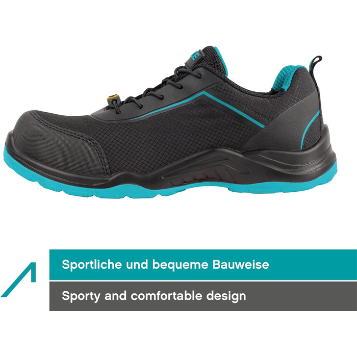 Черевики робочі ACE Sapphire S1-P - захисне взуття для жінок та чоловіків - надлегкі, 42 EU, блакитно-чорні