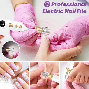 Електричний набір для манікюру та педикюру з 9 насадками та 15 рівнями швидкості, LED-підсвічуванням (W-Gold)